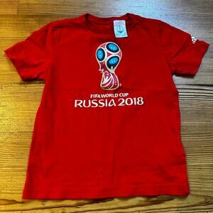 Adidas red Fifa World Cup Russia 2018 kids short sleeve shirt SIZE S